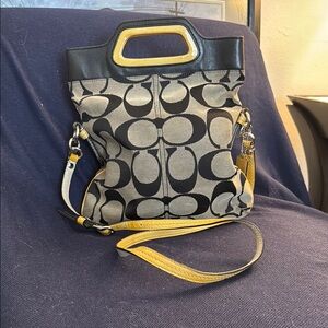 Coach Black and Tan Signature Tote Bag